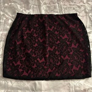 HeartSoul Black and Burgundy Lace Pencil Skirt